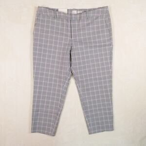 NWT A New Day Grey Pink Plaid Slim Ankle Pants Size 18 Cropped Mid Rise Preppy